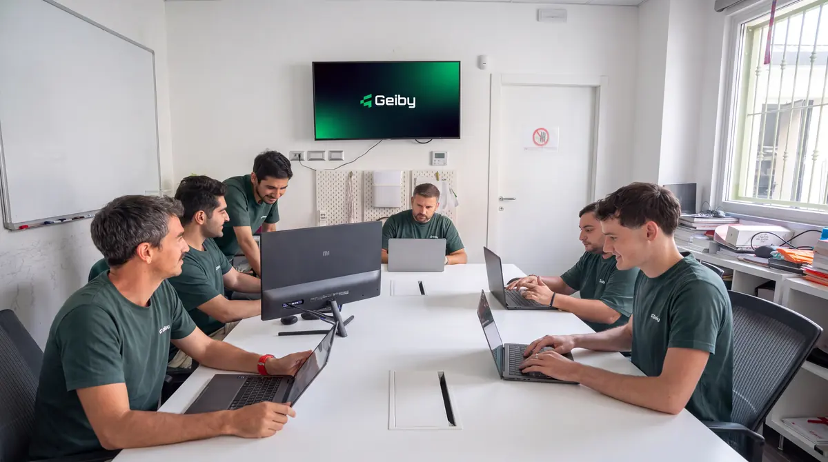 Il team Geiby al lavoro in ufficio